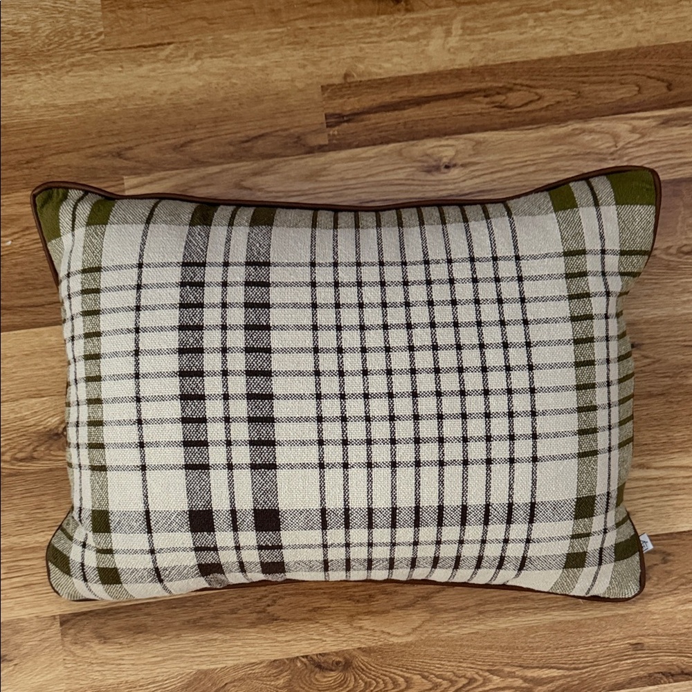hearth & Hand Plaid Throw Pillow in Green and Brown